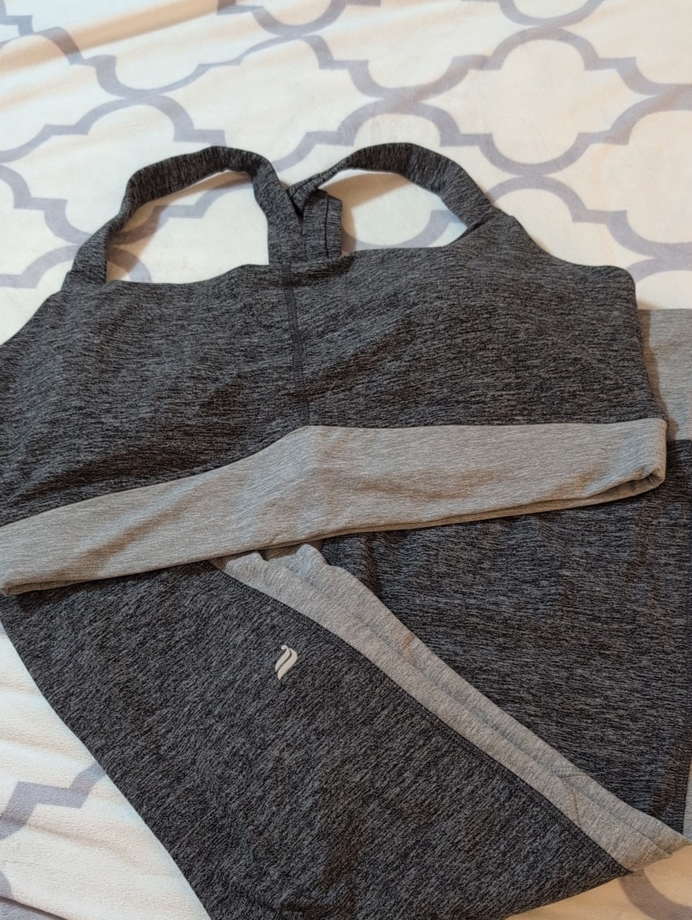 Fabletics Charcoal and Light Gray Workout Set